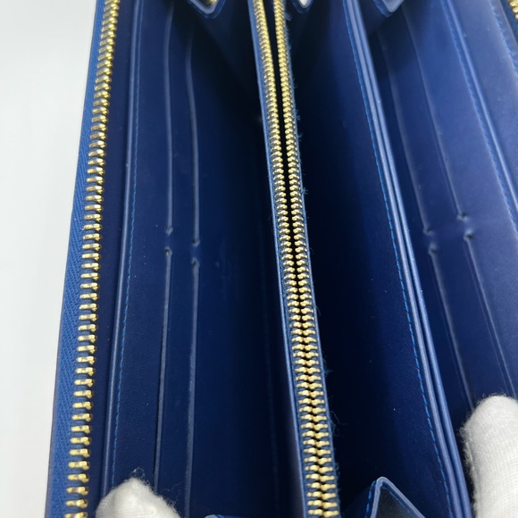 GUG Louis Vuitton Rare Vernis Blue Floral IKAT Zippy Wallet - Picture 7 of 11